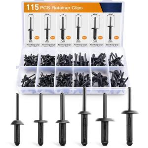 imageGOOACC 115 Pcs Automotive Nylon Universal Pop Rivet Assortment  6 Most Popular Sizes ampamp Applications for GM Ford Chrysler VW115Pcs Rivet Set