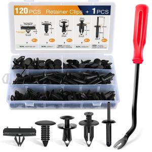 imageGOOACC 151PCS Bumper Retainer Fender Clips with Fastener Remover Grille Fastener PushType Plastic Rivets Compatible with 20072024 Jeep Wrangler 20052010 Grand Cherokee 20022010 Liberty KJ KK120Pcs Clips  Remover