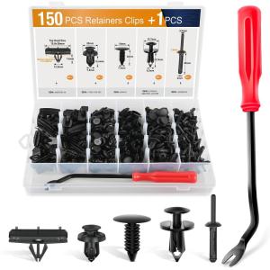 imageGOOACC 151PCS Bumper Retainer Fender Clips with Fastener Remover Grille Fastener PushType Plastic Rivets Compatible with 20072024 Jeep Wrangler 20052010 Grand Cherokee 20022010 Liberty KJ KK150Pcs Clips  Fastener Remover