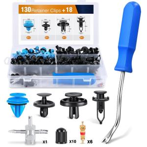 imageGOOACC 189PCS Bumper Retainer Clips Car Plastic Rivets Fasteners Push Retainer Kit Most Popular Sizes Auto Push Pin Rivets Set Door Trim Panel Fender Clips for Lexus140Pcs Clips  Remover