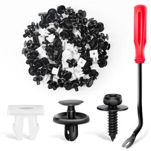imageGOOACC 189PCS Bumper Retainer Clips Car Plastic Rivets Fasteners Push Retainer Kit Most Popular Sizes Auto Push Pin Rivets Set Door Trim Panel Fender Clips for Lexus100Pcs Clips  Remover