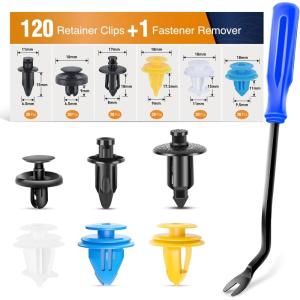 imageGOOACC 420Pcs Fender Moulding Clips Assortment Kit with Sealer Door Trim Panel Retainer for Toyota Lexus 12 Most Popular Sizes with Car Trim Removal Tool Plastic Cable Ties120 Clips  Remover