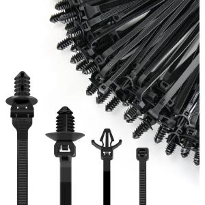 imageGOOACC Push Mount Cable Zip Ties Heavy Duty Nylon Push Mount 4 Popular Sizes Self Locking Cable Strap Assortment for Indoor Outdoor Wire Tying Construction Auto ect 120 Pcs120pcs Push Mount Cable Zip Tie4 Sizes