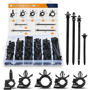 imageGOOACC Push Mount Cable Zip Ties Heavy Duty Nylon Push Mount 4 Popular Sizes Self Locking Cable Strap Assortment for Indoor Outdoor Wire Tying Construction Auto ect 120 Pcs130pcs Wire Routing Clips