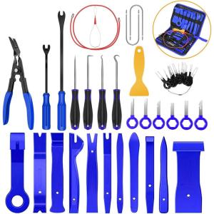 imageGOOACC 40Pcs Trim Removal ToolAuto Terminal Removal Key ToolAuto Clip Pliers Stereo Removal ToolsCar Upholstery Repair Removal KitPrecision Hook and Pick SetWiring ThreaderCar Film ScrapeYellowBlue