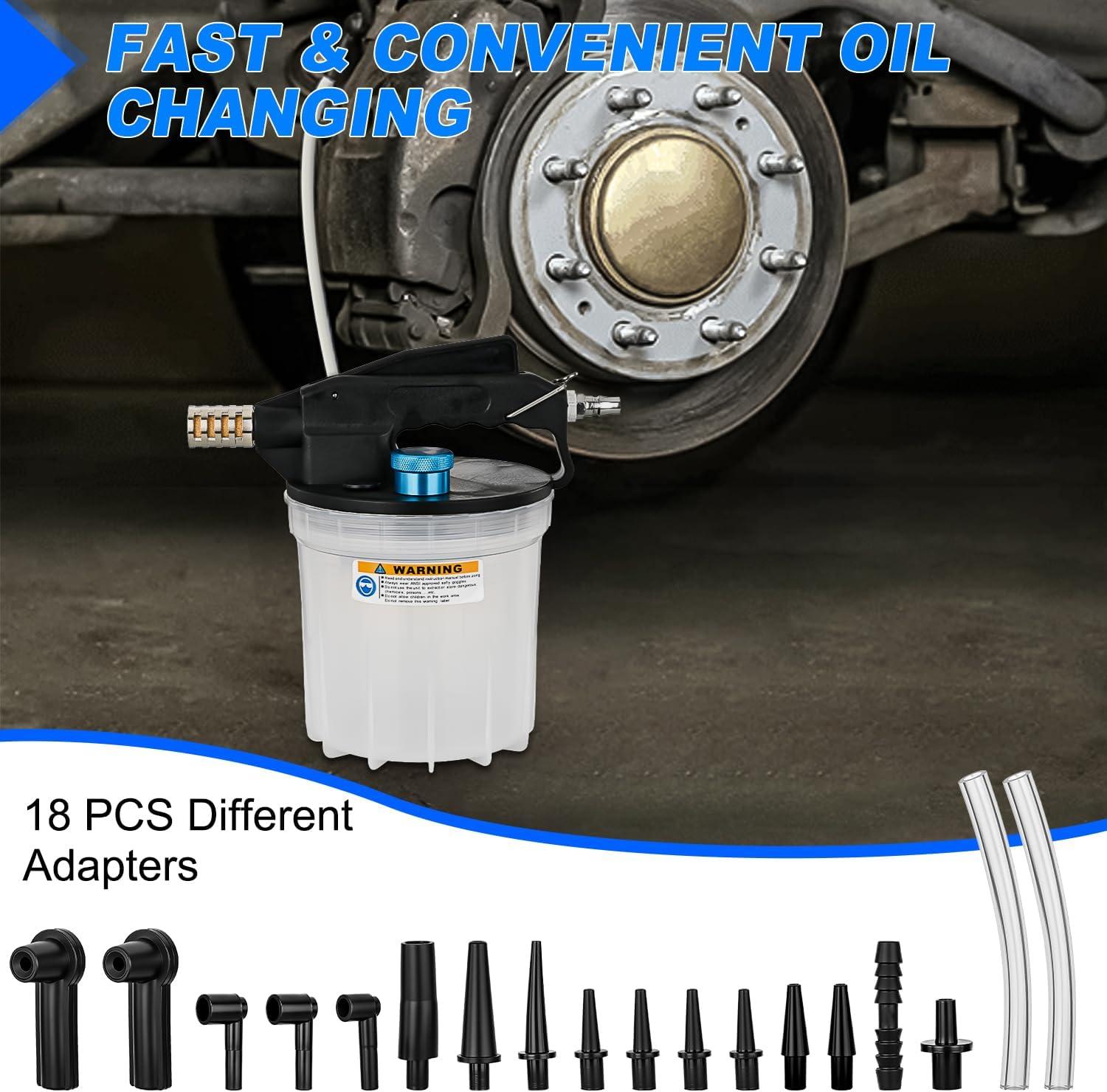 imageGOOACC Brake Bleeder Kit 3L Pneumatic Brake Bleeder Vacuum Pump One Person Brake Clutch Pressure Bleeder Flush Kit with 3L Fluid Extractor 1L Refilling Bottle 18PCS Adapters Brake System Bleeding Tool2L Pneumatic Brake Bleeder1L Bottle