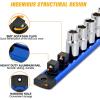 imageGOOACC Magnetic Socket Organizer 14quot 38quot 12quot Socket Holder Set Heavy Duty Aluminum Socket Rail Organizers for Tool Box Drawer 3 Pieces Magnetic Socket Rails Hold Up 40 Drive Socket Clips Blue