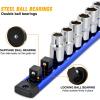 imageGOOACC Magnetic Socket Organizer 14quot 38quot 12quot Socket Holder Set Heavy Duty Aluminum Socket Rail Organizers for Tool Box Drawer 3 Pieces Magnetic Socket Rails Hold Up 40 Drive Socket Clips Blue