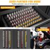 imageGOOACC Magnetic Socket Organizer 14quot 38quot 12quot Socket Holder Set Heavy Duty Aluminum Socket Rail Organizers for Tool Box Drawer 6 Pieces Magnetic Socket Rails Holds 80 Swivel Clips Orange Red Yellow