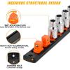 imageGOOACC Magnetic Socket Organizer 14quot 38quot 12quot Socket Holder Set Heavy Duty Aluminum Socket Rail Organizers for Tool Box Drawer 6 Pieces Magnetic Socket Rails Holds 80 Swivel Clips Orange Red Yellow