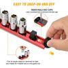 imageGOOACC Magnetic Socket Organizer 14quot 38quot 12quot Socket Holder Set with 80 360 Swivel Clips Heavy Duty Aluminum Socket Rail Organizer for Tool Box Drawer 6 Pieces Magnetic Drive Socket Rails Holders