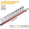imageGOOACC Magnetic Socket Organizer 38 Inch Socket Holder with 14 360 Swivel Clips Heavy Duty Aluminum Socket Rail Organizer for Tool Box Drawer Red 1 Piece 38quot Drive Magnetic Socket Rails Holders