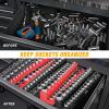 imageGOOACC Socket Organizer ABS Socket Holder Set 14quot 38quot 12quot Drive Socket Rail Holders Stores up 129 Clips Impact Sockets Organizers Rails for Tool Box Drawer 9 Piece Blue Red Black6PC SAE  Metric Red Black