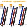 imageGOOACC Socket Organizer ABS Socket Holder Set 14quot 38quot 12quot Drive Socket Rail Holders Stores up 129 Clips Impact Sockets Organizers Rails for Tool Box Drawer 9 Piece Blue Red BlackClip Rail 9PC 143812 Blue Red Black
