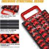 imageGOOACC Socket Organizer ABS Socket Holder Set 14quot 38quot 12quot Drive Socket Rail Holders Stores up 129 Clips Impact Sockets Organizers Rails for Tool Box Drawer 9 Piece Blue Red Black2 Set Tray 143812 Blue Red