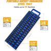 imageGOOACC Socket Organizer ABS Socket Holder Set 14quot 38quot 12quot Drive Socket Rail Holders Stores up 129 Clips Impact Sockets Organizers Rails for Tool Box Drawer 9 Piece Blue Red Black1 Set Tray 143812 Blue