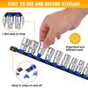 imageGOOACC Socket Organizer ABS Socket Holder Set 14quot 38quot 12quot Drive Socket Rail Holders Stores up 129 Clips Impact Sockets Organizers Rails for Tool Box Drawer 9 Piece Blue Red BlackClip Rail 6PC 143812 Blue Red