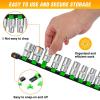 imageGOOACC Socket Organizer ABS Socket Holder Set 14quot 38quot 12quot Drive Socket Rail Holders Stores up 129 Clips Impact Sockets Organizers Rails for Tool Box Drawer 9 Piece Green