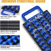 imageGOOACC Socket Organizer ABS Socket Holder Set 14quot 38quot 12quot Drive Socket Rail Holders Stores up 129 Clips Impact Sockets Organizers Rails for Tool Box Drawer 9 Piece Blue Red Black1 Set Tray 143812 Blue