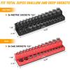 imageGOOACC Socket Organizer ABS Socket Holder Set 14quot 38quot 12quot Drive Socket Rail Holders Stores up 129 Clips Impact Sockets Organizers Rails for Tool Box Drawer 9 Piece Blue Red Black14 SAE  Metric Red Black