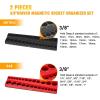 imageGOOACC Socket Organizer ABS Socket Holder Set 14quot 38quot 12quot Drive Socket Rail Holders Stores up 129 Clips Impact Sockets Organizers Rails for Tool Box Drawer 9 Piece Blue Red Black38 SAE  Metric Red Black