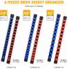 imageGOOACC Socket Organizer ABS Socket Holder Set 14quot 38quot 12quot Drive Socket Rail Holders Stores up 129 Clips Impact Sockets Organizers Rails for Tool Box Drawer 9 Piece Blue Red BlackClip Rail 6PC 143812 Blue Red