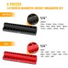imageGOOACC Socket Organizer ABS Socket Holder Set 14quot 38quot 12quot Drive Socket Rail Holders Stores up 129 Clips Impact Sockets Organizers Rails for Tool Box Drawer 9 Piece Blue Red Black14 SAE  Metric Red Black