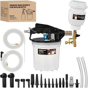 imageGOOACC Brake Bleeder Kit 3L Pneumatic Brake Bleeder Vacuum Pump One Person Brake Clutch Pressure Bleeder Flush Kit with 3L Fluid Extractor 1L Refilling Bottle 18PCS Adapters Brake System Bleeding Tool2L Pneumatic Brake Bleeder1L Bottle
