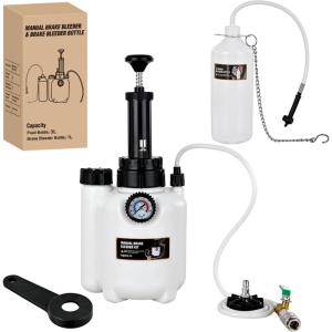 imageGOOACC Brake Bleeder Kit 3L Pneumatic Brake Bleeder Vacuum Pump One Person Brake Clutch Pressure Bleeder Flush Kit with 3L Fluid Extractor 1L Refilling Bottle 18PCS Adapters Brake System Bleeding Tool3L Brake Bleeder1L Bottle