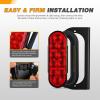 imageGOOACC 6Inch Oval Trailer Tail Light 2PCS 10LED Red Stop Brake Turn Signals Lights wSurface Mount Grommets Plugs Mounting Brackets IP67 Waterproof for Truck RV Tractor