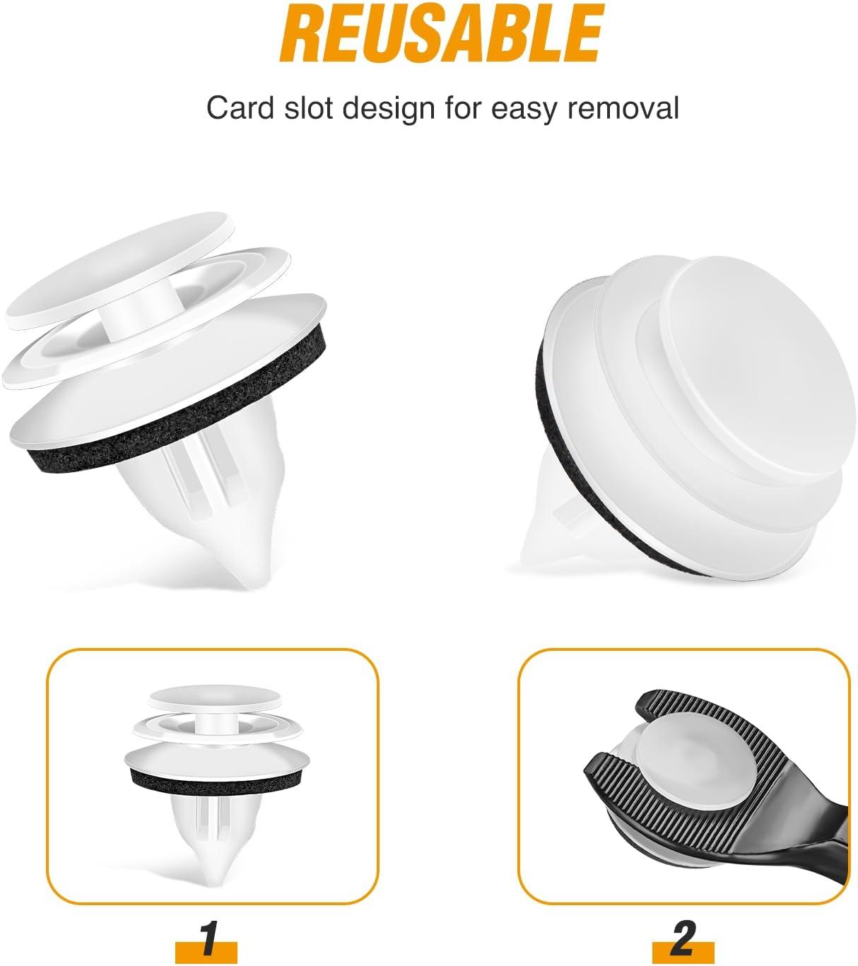 imageGOOACC 100Pcs Engine Cowl Bumper Fender Clips Replace Nissan 0155305323 Mazda L33X13209 Infiniti FX35 FX45 G25 G35 G37 Nissan 2003 on with 1PC Fastener Remover50Pcs 9mm Clips