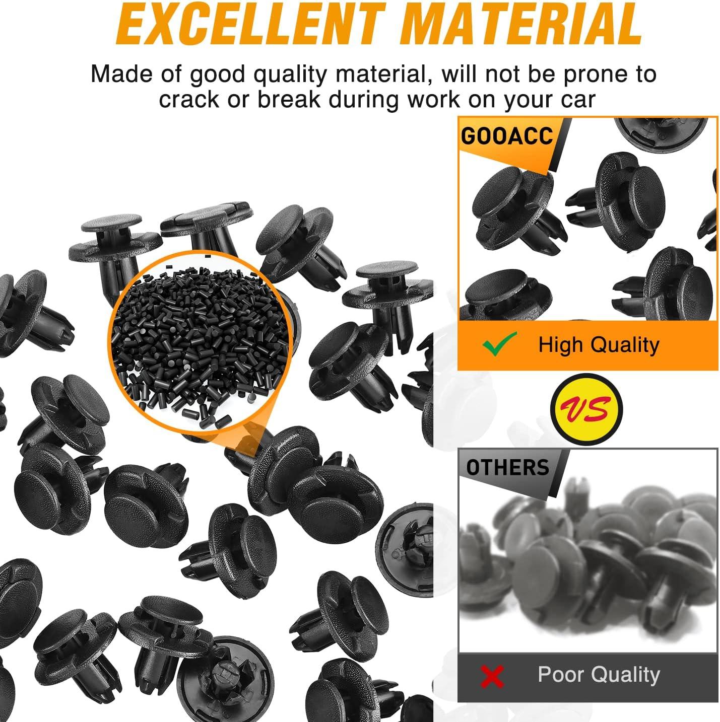 imageGOOACC 100Pcs Engine Cowl Bumper Fender Clips Replace Nissan 0155305323 Mazda L33X13209 Infiniti FX35 FX45 G25 G35 G37 Nissan 2003 on with 1PC Fastener Remover50Pcs Clips Remover
