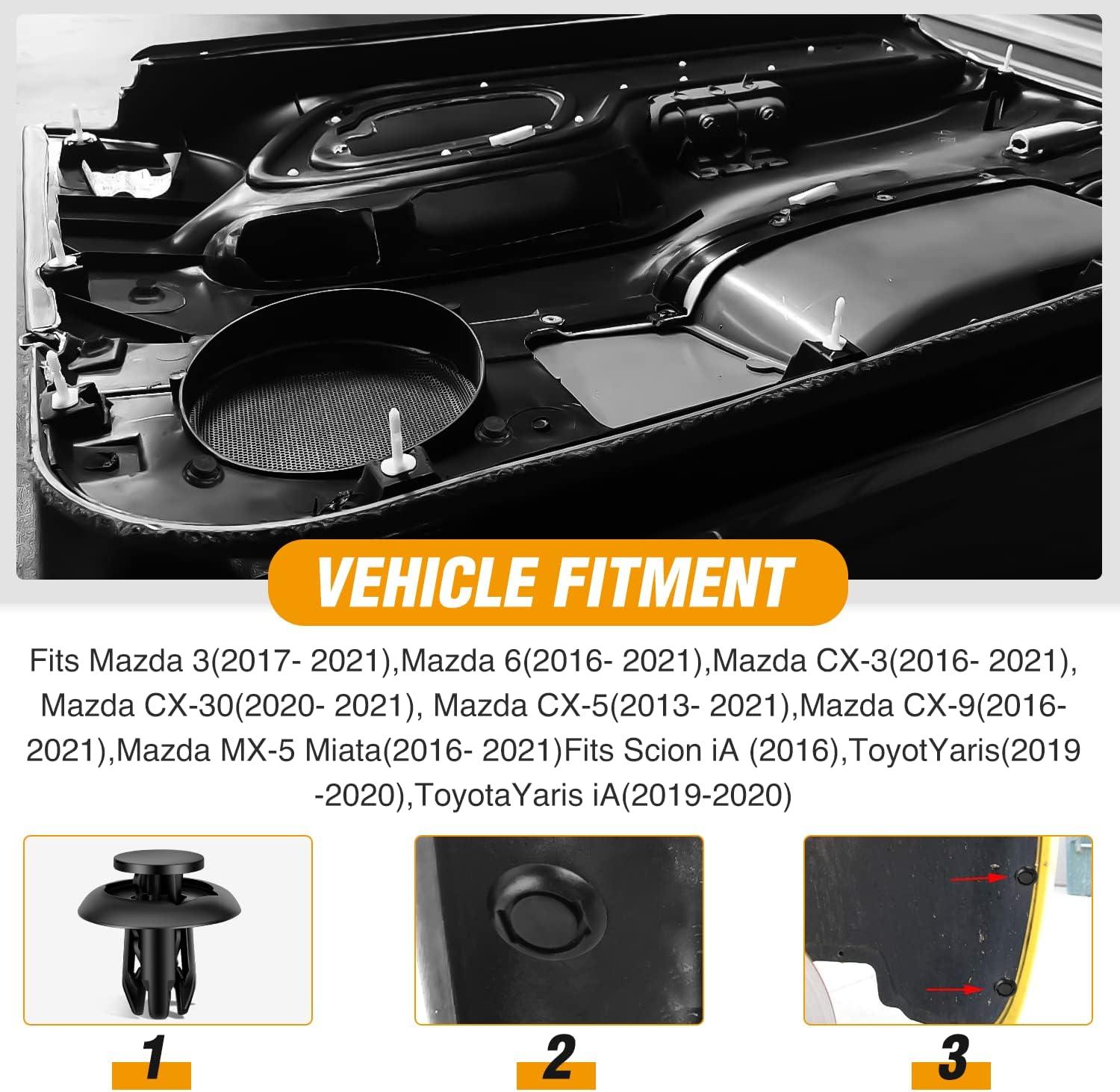 imageGOOACC 100Pcs Engine Cowl Bumper Fender Clips Replace Nissan 0155305323 Mazda L33X13209 Infiniti FX35 FX45 G25 G35 G37 Nissan 2003 on with 1PC Fastener Remover50Pcs 8mm Clips