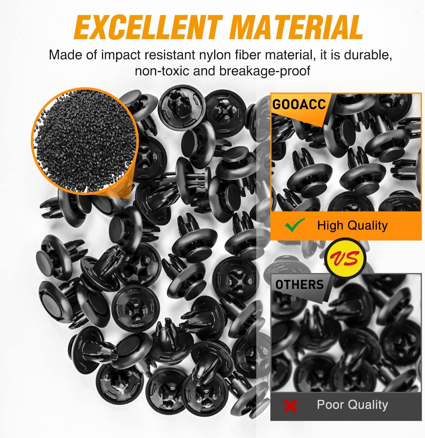 imageGOOACC 100Pcs Engine Cowl Bumper Fender Clips Replace Nissan 0155305323 Mazda L33X13209 Infiniti FX35 FX45 G25 G35 G37 Nissan 2003 on with 1PC Fastener Remover50Pcs 8mm Clips
