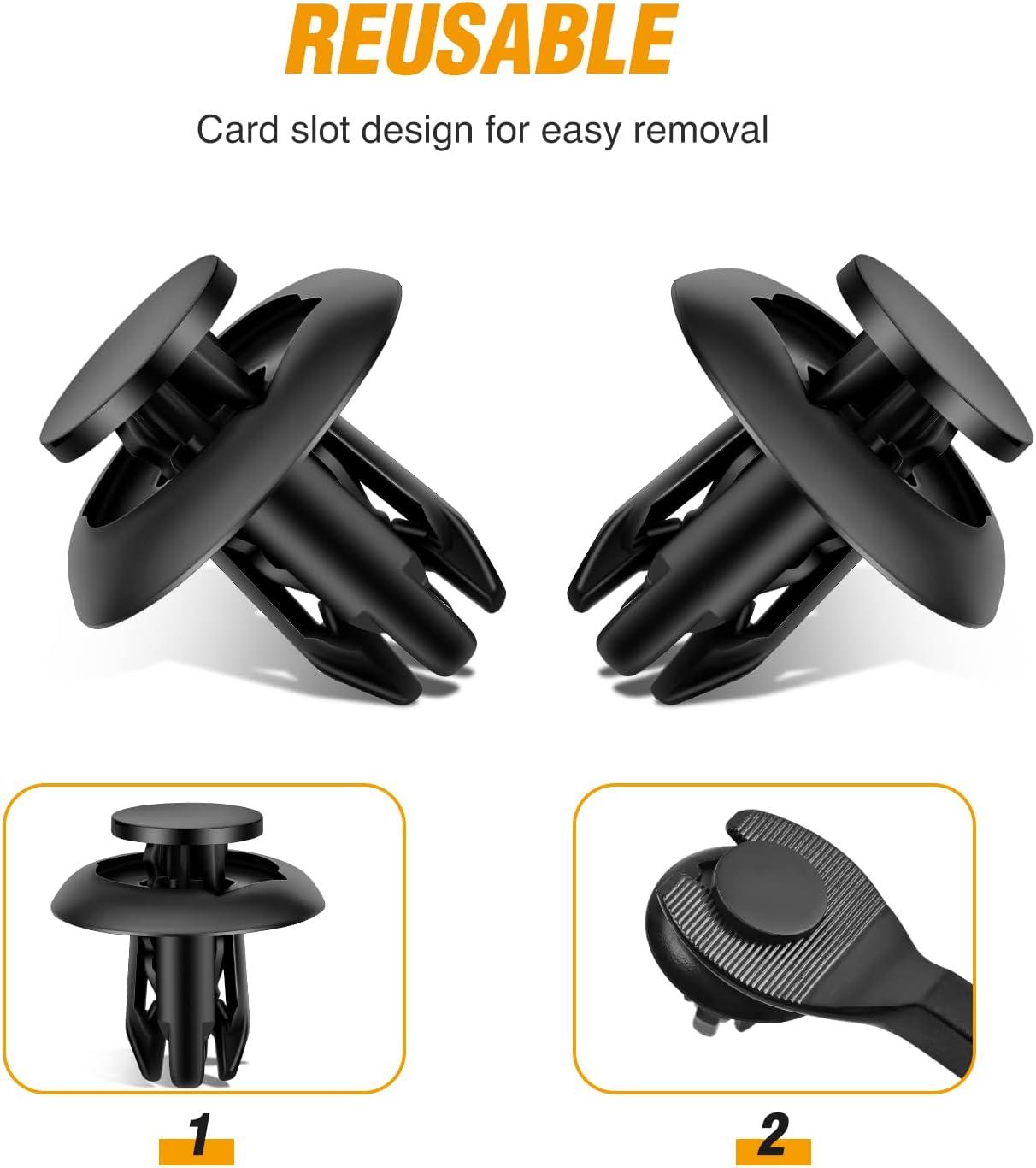 imageGOOACC 100Pcs Engine Cowl Bumper Fender Clips Replace Nissan 0155305323 Mazda L33X13209 Infiniti FX35 FX45 G25 G35 G37 Nissan 2003 on with 1PC Fastener Remover50Pcs 8mm Clips