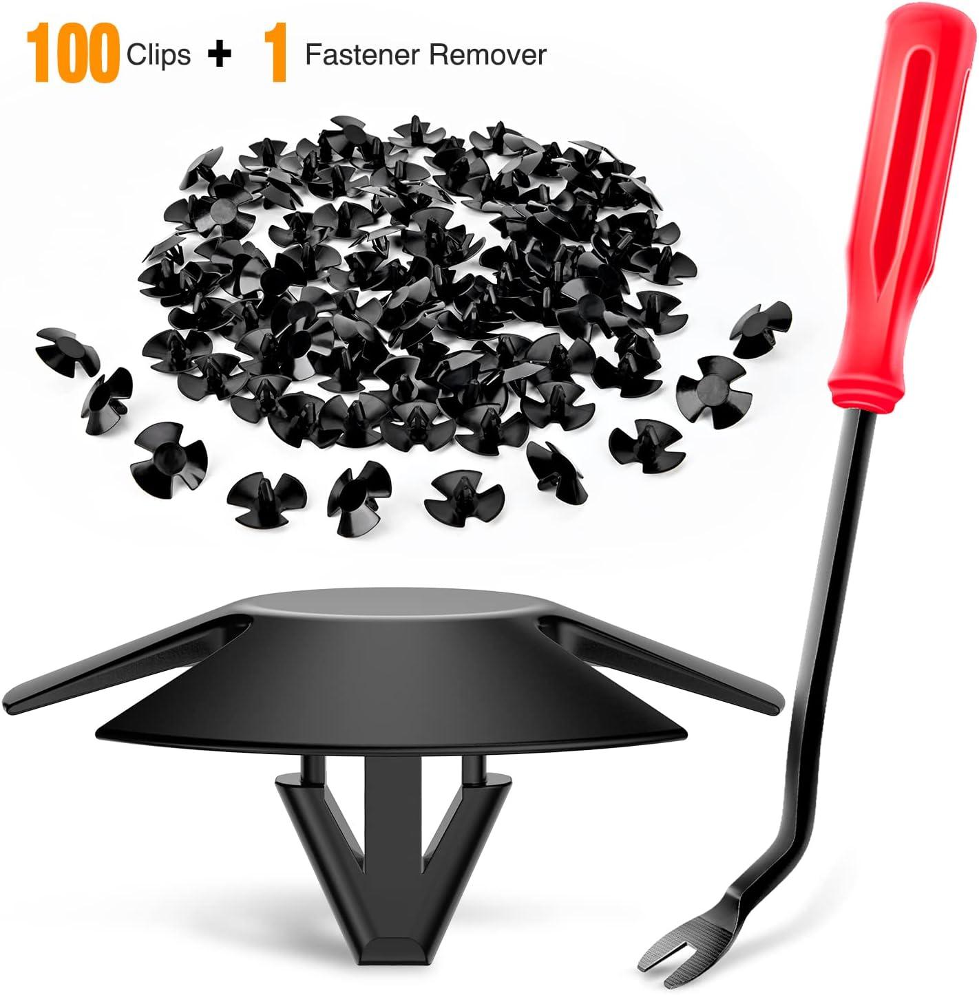 imageGOOACC 100Pcs Hood Insulation Retainer Clips OEM Replacement 4878883AA Compatible with Jeep Grand Cherokee Dodge Ram Chrysler Plymouth with 1PC Fastener Remover100Pcs Clips Remover
