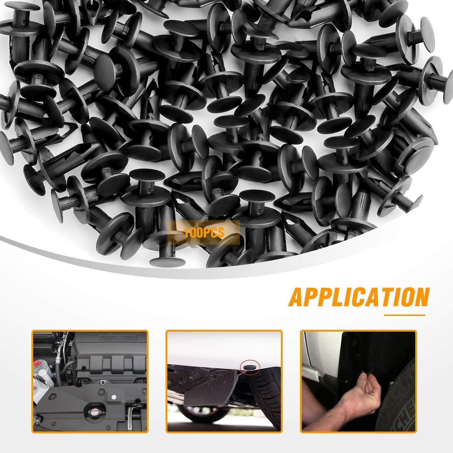imageGOOACC 100Pcs Hood Insulation Retainer Clips OEM Replacement 4878883AA Compatible with Jeep Grand Cherokee Dodge Ram Chrysler Plymouth with 1PC Fastener Remover100Pcs Clips 8mmRemover