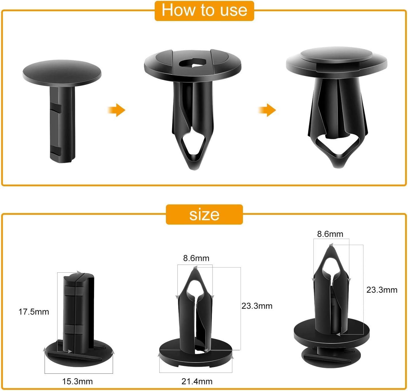 imageGOOACC 100Pcs Hood Insulation Retainer Clips OEM Replacement 4878883AA Compatible with Jeep Grand Cherokee Dodge Ram Chrysler Plymouth with 1PC Fastener Remover100Pcs Clips 8mmRemover