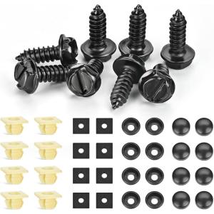 imageGOOACC License Plate Screw Kit Stainless Steel Screws with Nylon Nuts for Fastening Front and Back License Plates on Cars SUVs Trucks 3907444 15614745 4755299 Set of 108Sets License Plate Screw Kit