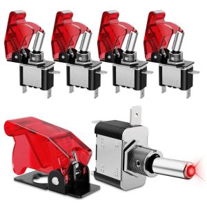 imageGOOACC Heavy Duty Rocker Toggle 15A 250V 20A 125V SPST 2Pin ON Off Switch Metal Bat Waterproof Boot Cap Cover5 Pack 2 Years Warranty3Pin Switch5Pack Red