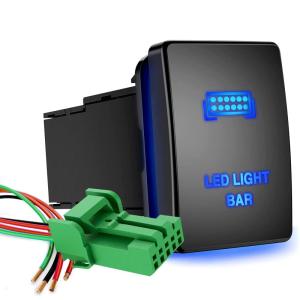 imageGOOACC LED Light BAR Push Button Switch 12V ON Off Switch with Connector Wire Kit 128quot x 087quot Replacement for Toyota Sequoia Highlander Tacoma Tundra 4Runner RAVR Yaris 2 Years Warranty