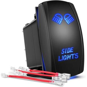 imageGOOACC Roof Light Bar Rocker Switch Led Light Bar Switch 5Pin Laser On Off SPST switches 20A 12V 10A 24V Switch Blue with Jumper Wires Set for Cars Trucks RVs2 Years WarrantySIDE LIGHTS