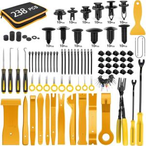image:imageGOOACC 238Pcs Trim Removal Tool Auto Push Pin Bumper Retainer Clip Set Fastener Terminal Remover Tool Adhesive Cable Clips Pry Kit Car Panel Radio Removal Auto Clip Pliers120Pcs Clips  118 Remover Yellow