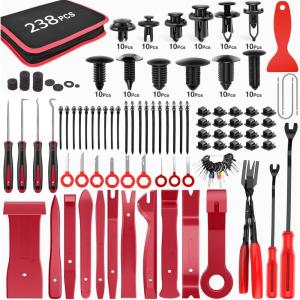 image:imageGOOACC 238Pcs Trim Removal Tool Auto Push Pin Bumper Retainer Clip Set Fastener Terminal Remover Tool Adhesive Cable Clips Pry Kit Car Panel Radio Removal Auto Clip Pliers120Pcs Clips  118 Remover Red