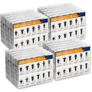 image:imageGOOACC 238Pcs Trim Removal Tool Auto Push Pin Bumper Retainer Clip Set Fastener Terminal Remover Tool Adhesive Cable Clips Pry Kit Car Panel Radio Removal Auto Clip Pliers240Pcs Clips  5 Remover20sets