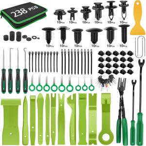 image:imageGOOACC 238Pcs Trim Removal Tool Auto Push Pin Bumper Retainer Clip Set Fastener Terminal Remover Tool Adhesive Cable Clips Pry Kit Car Panel Radio Removal Auto Clip Pliers120Pcs Clips  118 Remover Green
