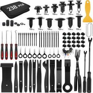 image:imageGOOACC 238Pcs Trim Removal Tool Auto Push Pin Bumper Retainer Clip Set Fastener Terminal Remover Tool Adhesive Cable Clips Pry Kit Car Panel Radio Removal Auto Clip Pliers120Pcs Clips 118 Remover Black