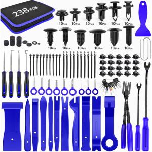 image:imageGOOACC 238Pcs Trim Removal Tool Auto Push Pin Bumper Retainer Clip Set Fastener Terminal Remover Tool Adhesive Cable Clips Pry Kit Car Panel Radio Removal Auto Clip Pliers120Pcs Clips  118 Remover Blue