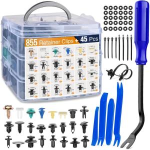 image:imageGOOACC 330Pcs Trim Removal Tool Auto Push Pin Bumper Retainer Clip Set Fastener Terminal Remover Tool Adhesive Cable Clips Pry Kit Car Panel Radio Removal Auto Clip Pliers Blue855Pcs Clips  45 Remover