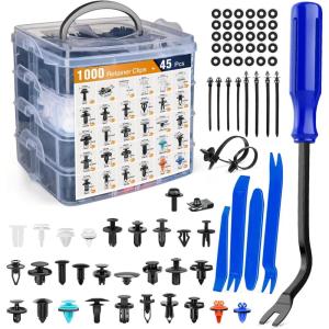 image:imageGOOACC 330Pcs Trim Removal Tool Auto Push Pin Bumper Retainer Clip Set Fastener Terminal Remover Tool Adhesive Cable Clips Pry Kit Car Panel Radio Removal Auto Clip Pliers Blue1000Pcs Clips  45 Remover